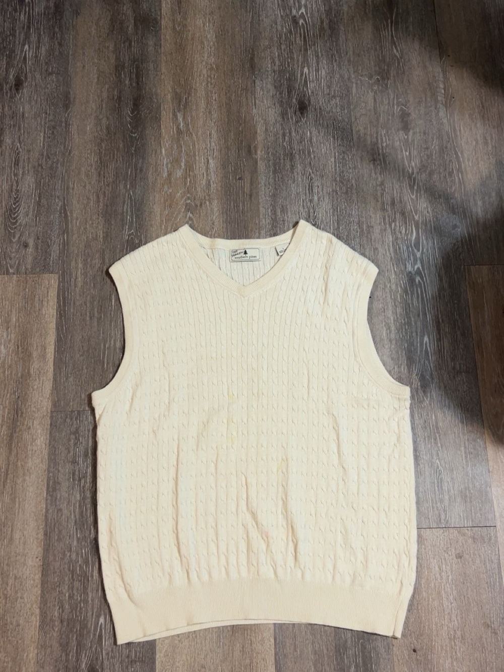 Men's V-Neck Cable Knit Sweater Vest - Cream